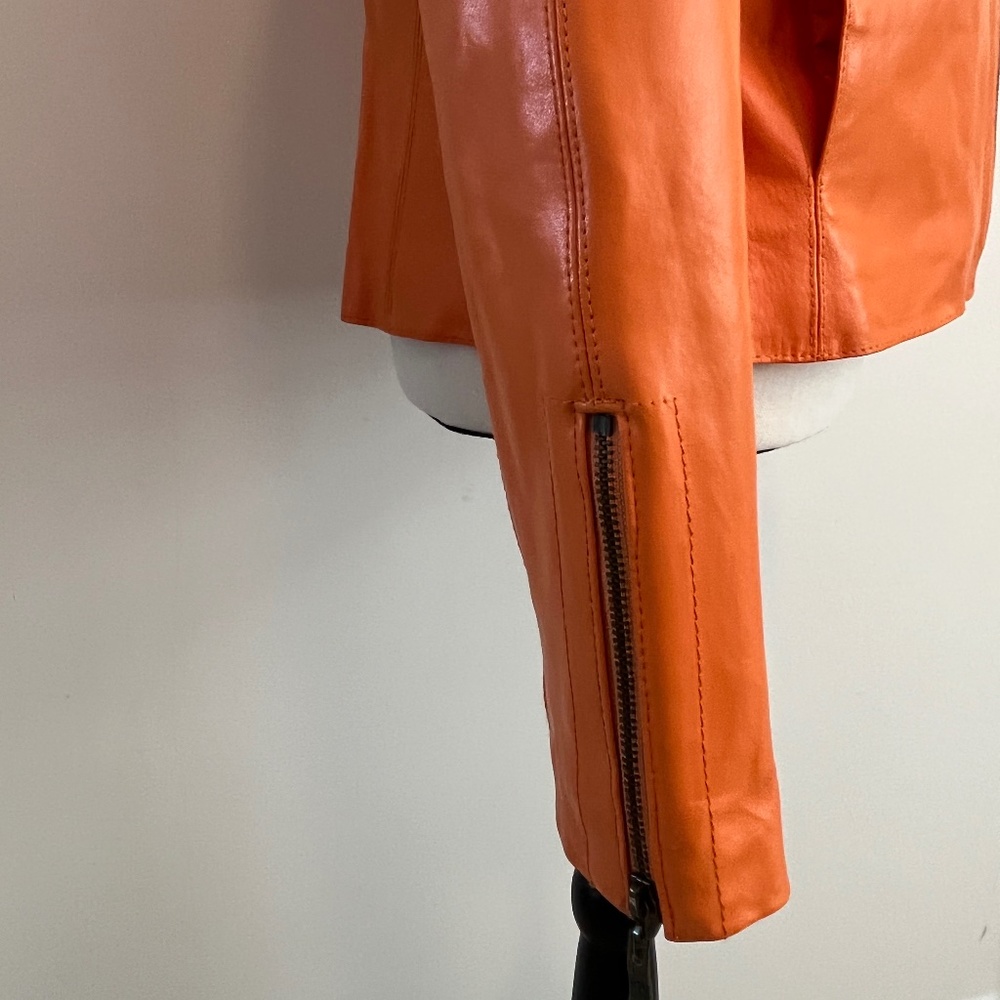 Orange leather fitted jacket